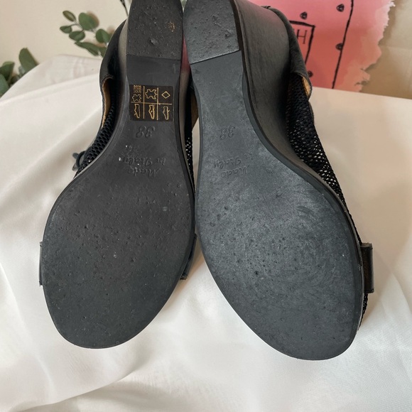 Authentic Maison Martin Margiela MM6 Black Mesh Net and Leather Wedge. - Picture 6 of 14